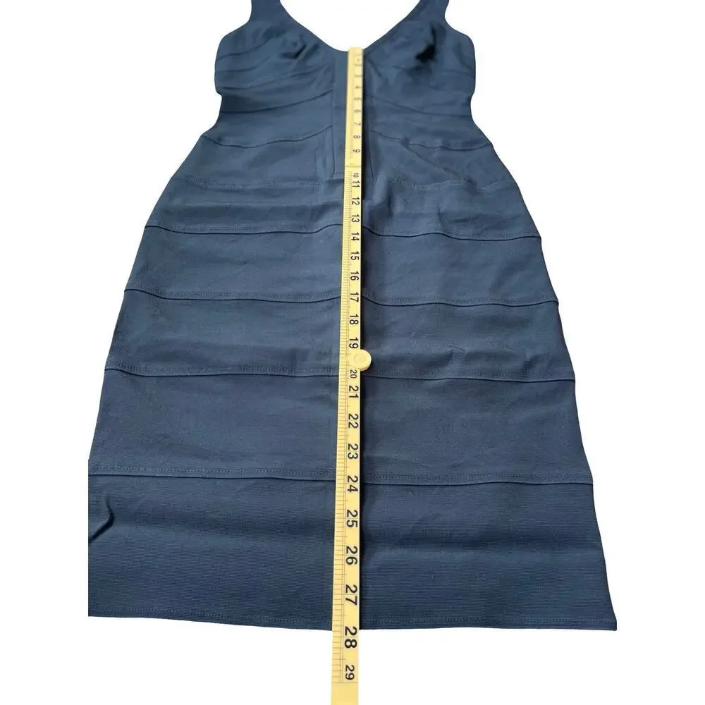 Bianca Nero Black Bandage Bodycon V Neck Stretch Slimming Dress - Small est. - Picture 10 of 12